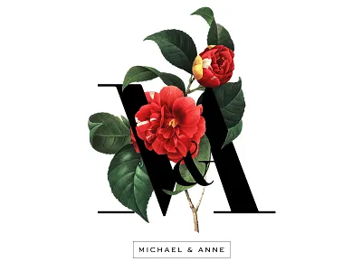 Floral Monogram camelia didot floral flower identity leaf logo logotype monogram red sweet wedding