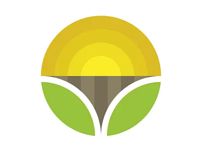 Organic Farm Logo circle colourful farm field leaf leaves organic sharp soil sun