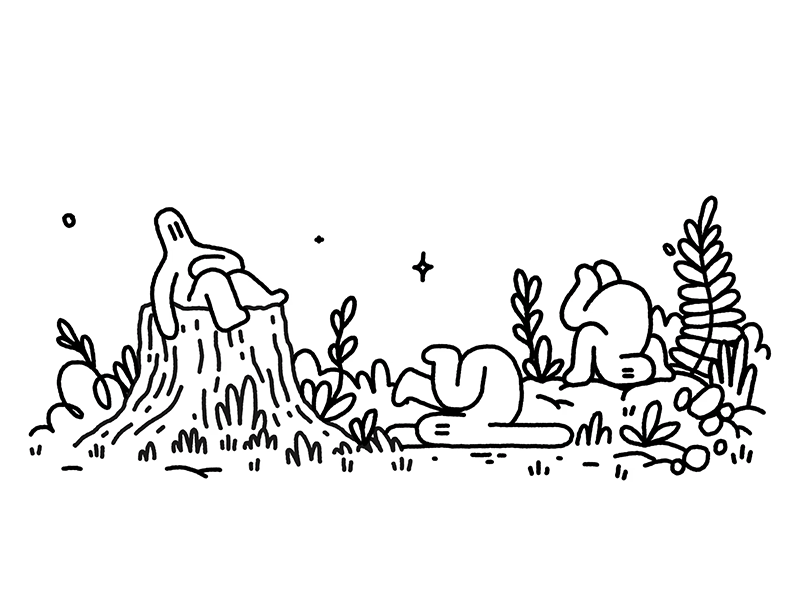 daze animation character linework loop photoshop plants sparkles