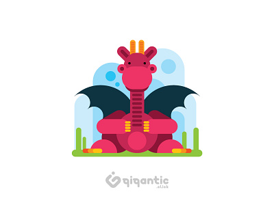 Dragon animal design dragon draw easy flat illustration simple strong