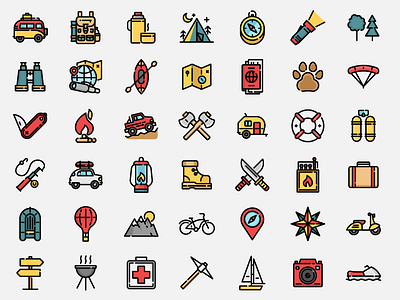 Adventure icons adventure camping icon travel