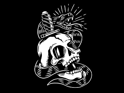 Wrapped up adventure black dagger danger explore icon illustration skull snake traditional white