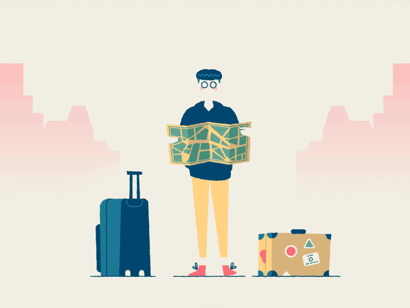 The 72 Hour Exchange 2d animation character design illustration loop map travel