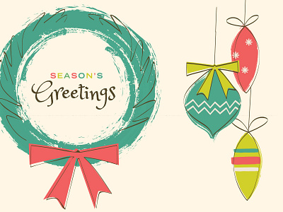 Seasons Greetings illustration retro typography xmas