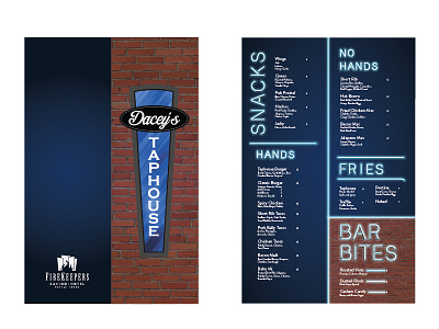 Dacey's Taphouse IV beer food menu print restaurant taphouse