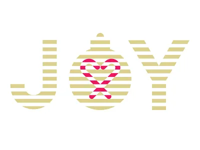 Joy candy canes christmas holiday stripes typography