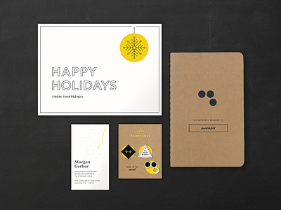 Swag brand business card enamel pin holiday card identity moleskin thirteen23