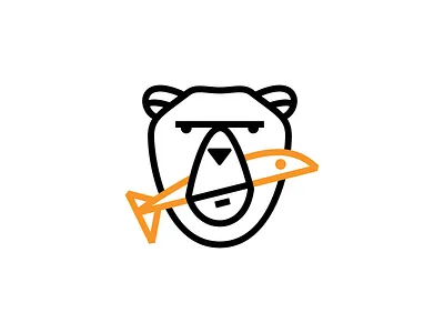 Bear & Fish bear edgy fish geometric hipster line minimal salmon simple