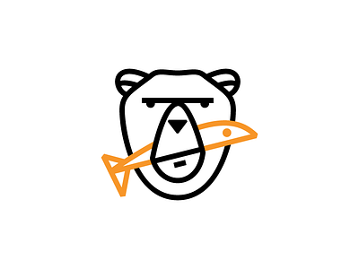 Bear & Fish bear edgy fish geometric hipster line minimal salmon simple