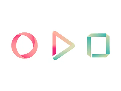 Petit Play folded logo gradient logo play record sunset