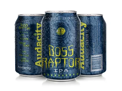 Audacity - Boss Raptor Can Design beer beer can brewery dinosaur jurassic raptor reptile t rex tyrannosaurus rex velociraptor