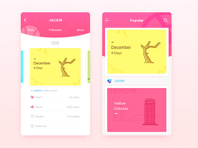 Hello dribbble app ui