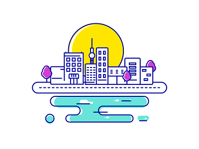 Shanghai city china city designer gui icon illustrator line works