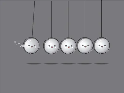 Newton's cradle MBE cause effect illustration