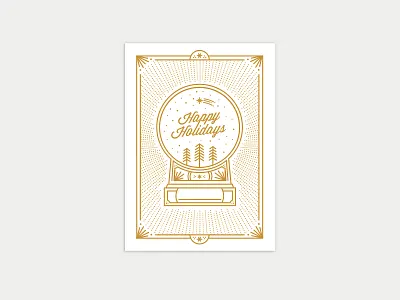 A Globe Greeting globe holiday greeting illustration line art minted vector