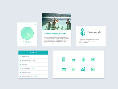 Planning Widget Set clock icons list notification reminder task time management ui widget