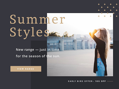 Summer is here! boutique clothing fashion minimal promotional range serif styles summer typography ui