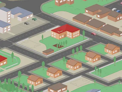 Isometric town city house isometric street town