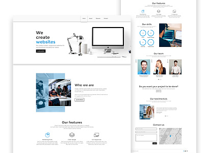 Creative landing page black blue clean design landingpage ui