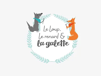 Le loup lerenard & la galette creperie crepes fox identity illustration logo nantes pancakes restaurant wolf