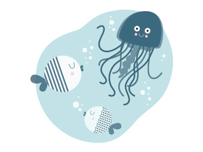 Under the sea character design graphic design illustration vector