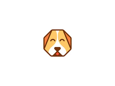 Wooftagon animal dog face happy logo mark octagon puppy woof