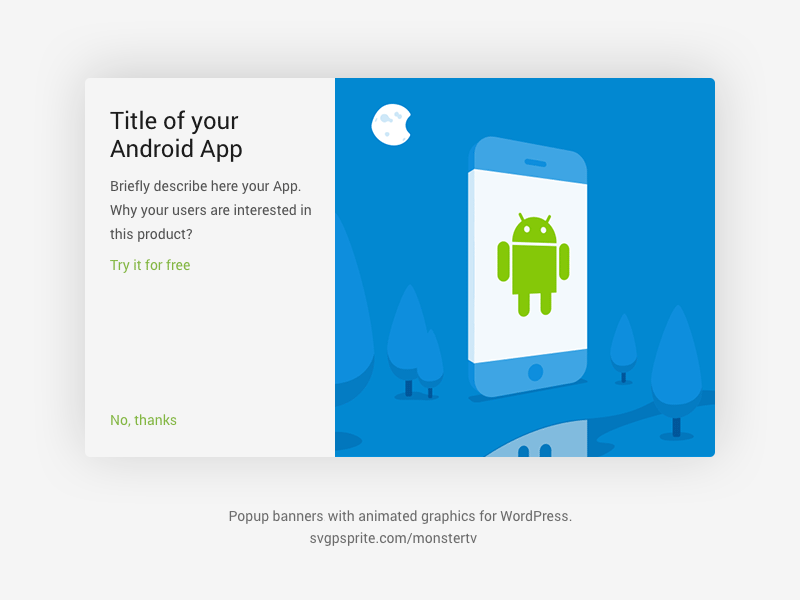 Example of banner with SVG animation ads android animation app banner motion popup svg widget wordpress