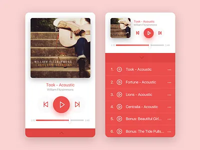Daily UI #9: Music Player album app daily ui ios list music music player play scrubber shadows songs ui