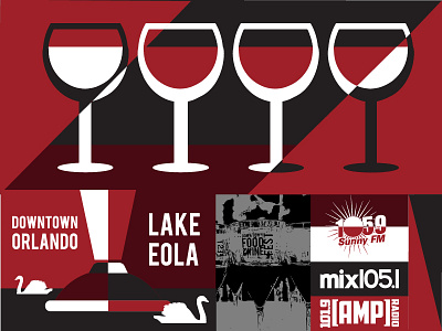 Downtown Food & Wine design flat food illustration imagery lake eola minimalism orlando wine