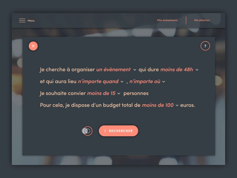 #007 Daily UI challenge - Event plateform - Interactive form ae after effects dailyui event event agency form friendly interactive form minimalist natural langage ui ux