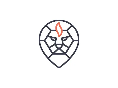 Lion Mark animal fire flame line art lion logo minimal