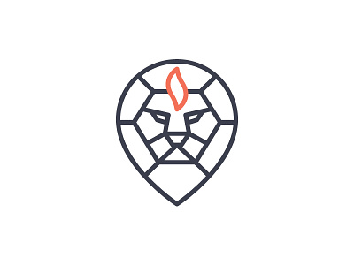 Lion Mark animal fire flame line art lion logo minimal