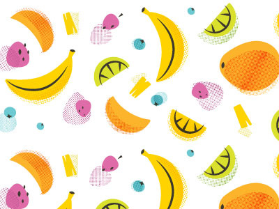 Happy's Shaved Ice Fruit Pattern 50s fruit funky halftone pattern retro