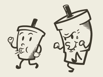 Sneaky Jumbo Cup character halftone mascot retro