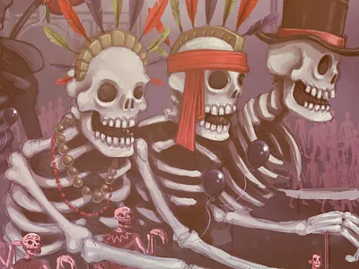 Skeleton Floats art dead illustration mexico skeleton