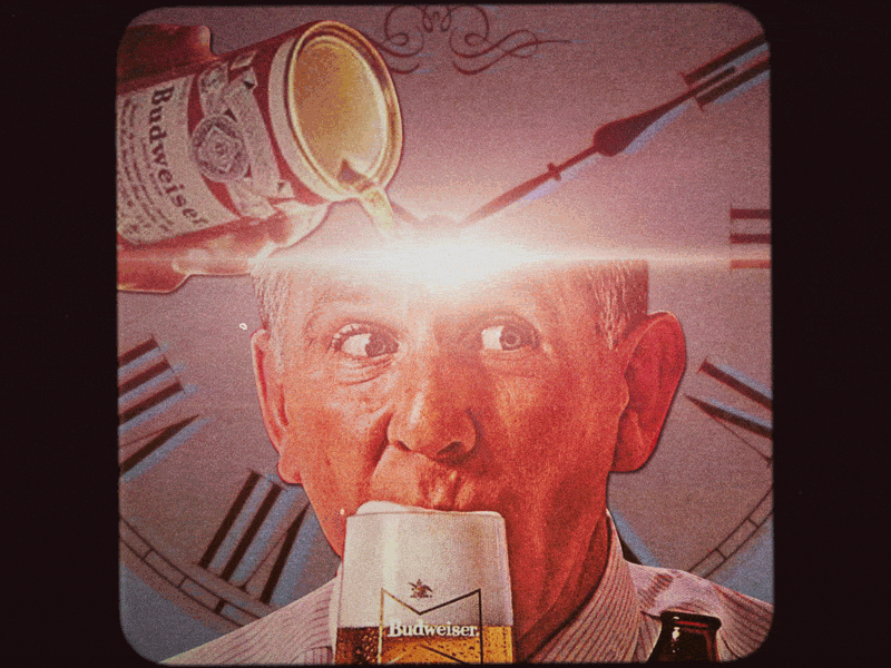 Beer O'Clock animation collage gif loop motion retro scratches vintage