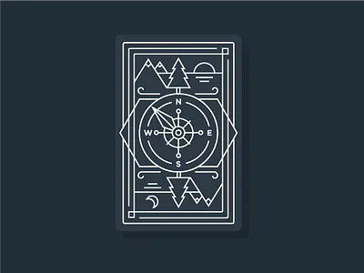 PNW Card Back Design birds cards compass lines mountains nature pacific pine playing cards