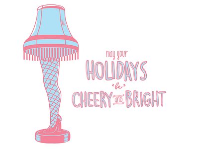 holiday christmas design handwritten holiday leg lamp winter