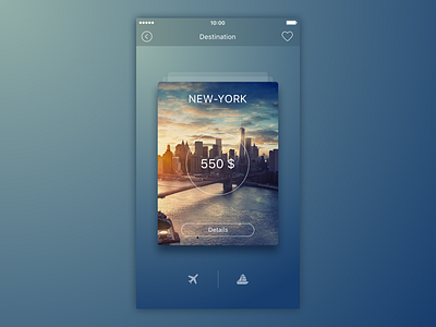 Travel app card view card city flight ship swipe ticket travel trip