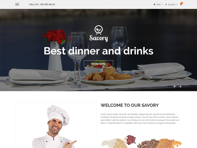 Savory Restaurant Template bakery burger cooking diner dining food grill html5 pizza responsive restaurant