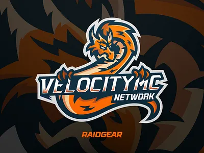 Velocity branding cartoon dragon logo mascot velocity