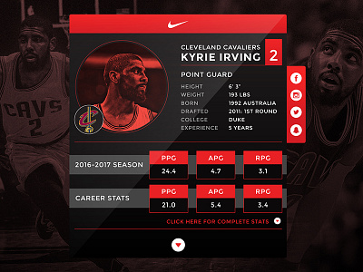 Daily UI #006 Player Profile basketball black daily ui dailyui design nike profile red swoosh ui