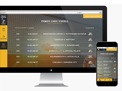 Premier League Schedule photoshop soccer user interface web design