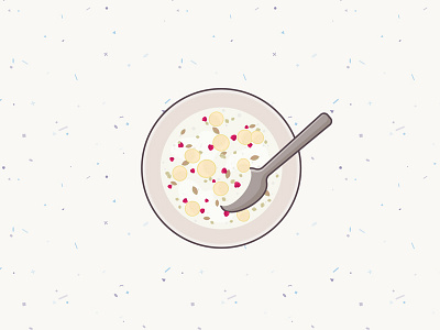 DAY 38: Cereal 100days 100daysofillustration banana berries bowl breakfast cereal day 38 illustration muesli musli spoon