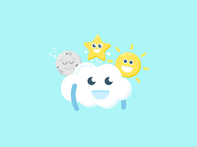 Children's character development characters cloud illustration moon star sun