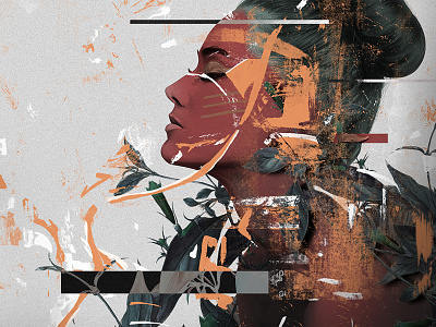 Experiment acrylic digital illustration mixed media photoshop