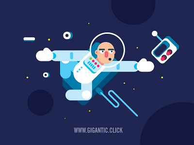 Catch Connection character design flat fly illustration man simple space vector art