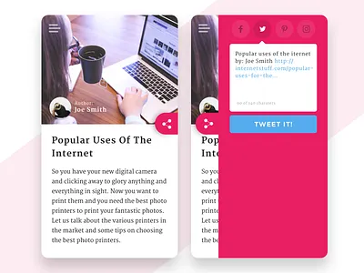 Daily UI #10: Social Share app article blog daily ui drag ios phone pull push share social