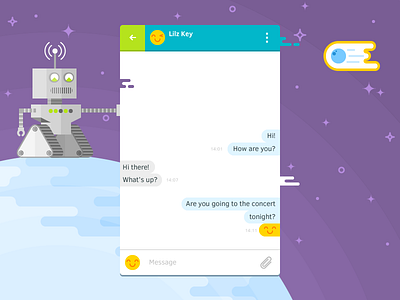 Direct Messaging flat interface message mobile robot smile space ui