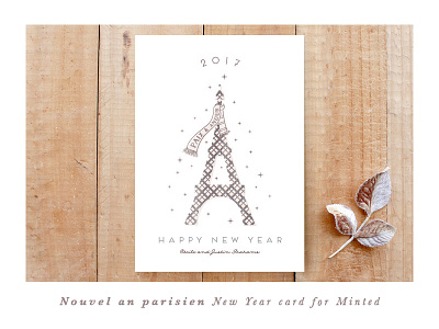 Nouvel an parisien card eiffel eiffel tower france french happy new year minted new year paris parisian stationery